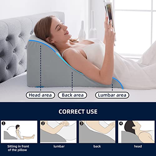 NOFFA Lesekissen für Bett und Sofa - Memory Schaum Keilkissen - Ergonomisches Rückenlehne Kopfkissen - Perfekt für Rückenunterstützung beim Entspannen, Spielen, Lesen oder Fernsehen - Breit