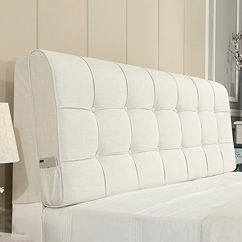 WENZHE Kopfteil Kissen Bett Rückenkissen Rückenlehne Für Bett Bettkeile Keilkissen Palettenpolster Flachs Tuchkunst Softcase Waschbar,5 Farben (Farbe : 1#, größe : No headboard-90cm) Cover