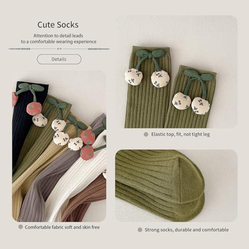 Girls Socks Knee High Cable Knit Cherry Slouch Sock 3-8 Years4