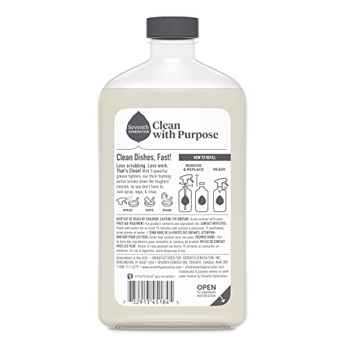 Image of Seventh Generation Foaming Dish Spray, Honey Crisp Apple 16 Fl Oz (Pack of 3), Refill Pack of 3 with 1 Sprayhead