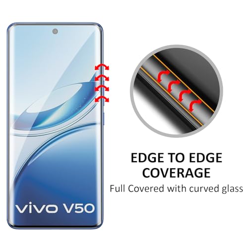 Image of AIBEX UV Curved Tempered Glass for Vivo V50 5G / T4 5G| Full Screen Edge-to-Edge Protection | UV Glue & UV Light Included | 9H Hardness | Anti-Bubble | Scratch Resistant | HD Clarity