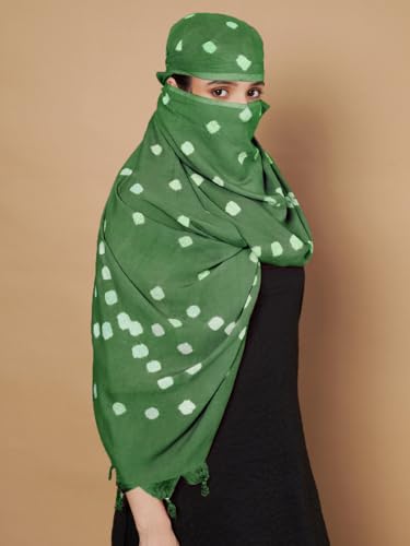 Image of Women's Cotton Rayon Bandhani Print Dupatta with Tassels 2.25 Meters | Women's cotton printed dupatta with tassels.