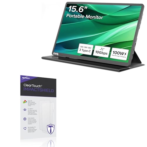 BoxWave Screen Protector Compatible With Plugable USB-C Portable Monitor (15.6 in) - ClearTouch ImpactShield (2-Pack), Impenetrable Screen Protector Flexible Film