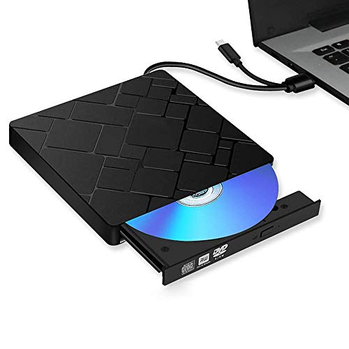 Auitee External CD DVD Drive,USB 3.0 Type C Dual Port Slim Portable External