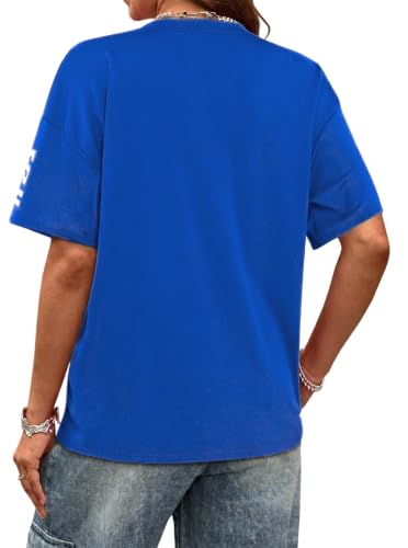 Image of LovelyWholesale Women's Oversized V Neck Jersey Shirts Summer Football Graphic Tee