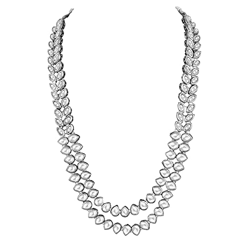 Image of Peora Kundan Faux Pearl Necklace & Jewellery Set Gift for Women