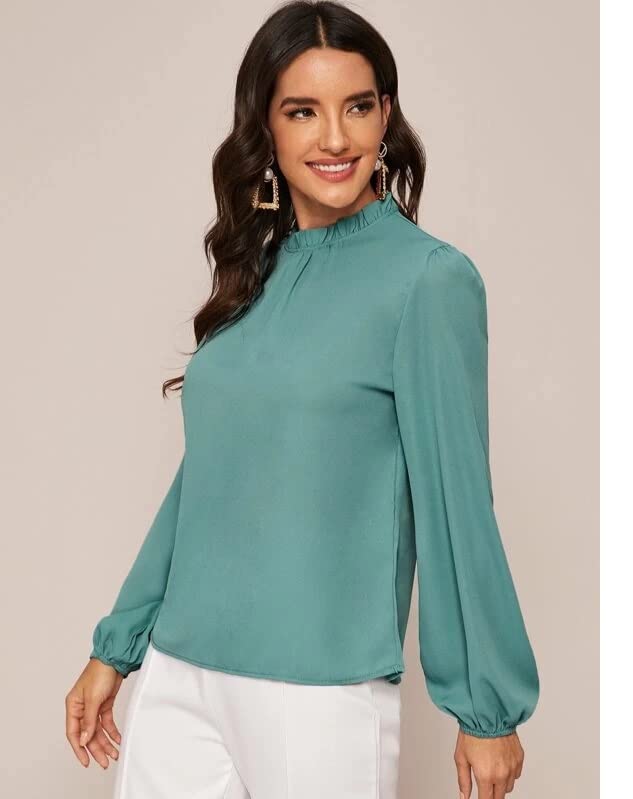 Image of FNOCKS Women's Plain Round Neck Long Sleeve Slip On Cotton Top