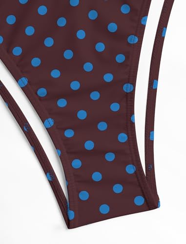 Image of ZAFUL Women's Polka Dot Bikini Set Double Layer Halter Swimsuit Colorblock Side Tie 2 Piece Bathing Suit
