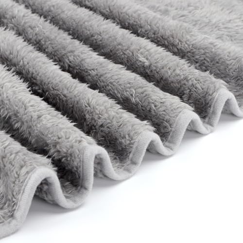 Nobleza Hundedecke Weiche Fleecedecke Waschbare Deck für Haustier Hunde Katzen Welpen Weiche Warme Matte, Hellgrau 100 * 80cm