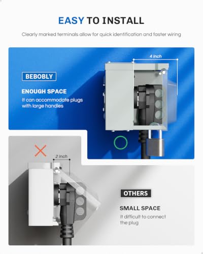 Image of BEBOBLY 50 Amp 125 /250 Volt EV Power Outlet Box, NEMA 14-50R EV Charging Receptacle Outlet, Lockable Enclosed Outdoor Plug, Electrical Receptacle Panel, Weatherproof Temporary Hookup for RV Camper Car