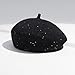 CHICTRY Bling Sequins Beret French Artist Beanie Cap Newsboy Hat for Fancy Dress Festival Party Black One Size
