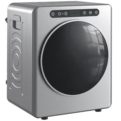 HOMCOM Mini Ablufttrockner 5kg Wäschetrockner mit Sterilisation, 6 Programmen bis zu 60℃, 1000W Trockner mit Touch-Screen, Knitterschutz, Edelstahltrommel, Extra-Trocken-Modus Silber