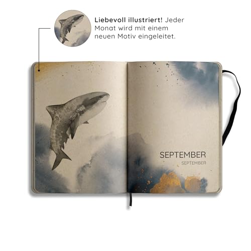 matabooks – A5 Kalender Samaya 2026 Farbe: Ocean Blue (DE/EN): Veganer Jahresplaner aus nachhaltigem Graspapier