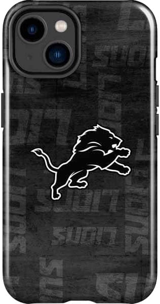 Skinit Impact Phone Case Compatible with iPhone 15 - Officially Licensed NFL Detroit Lions Black & White Design