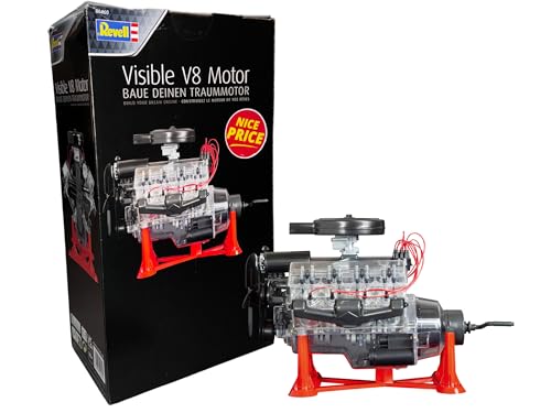 Revell Nice Price Modellbausatz I Visible V-8 Engine I Maßstab 1:4 I 262 Teile I Für Kinder und Erwachsene ab 10 Jahren I Motor Modellbausatz zum selber nachbauen I Authentisch und Lehrreich