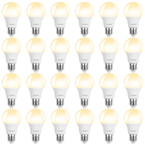 Image of BUBO LED Light Bulbs, 60 Watt Equivalent LED Bulbs A19, 2700K Soft White Light Bulbs, 800 Lumens, E26 Standard Base, Non-Dimmable, 8W Bright White LED Bulbs for Bedroom Home Office, 24 Pack