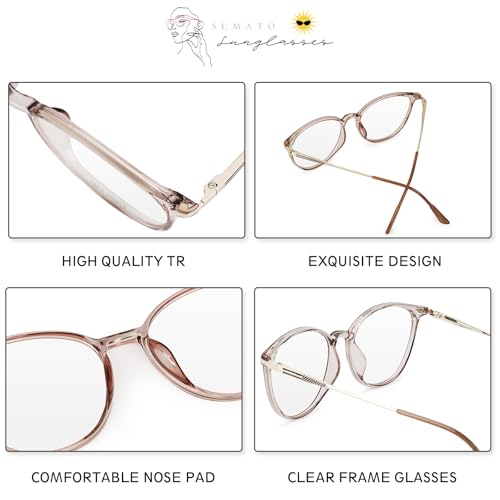 Image of Sumato Blue Light Blocking Glasses for Men and Women, Round Frame with Non-prescription Clear Lenses Eyewear Eyeglasses