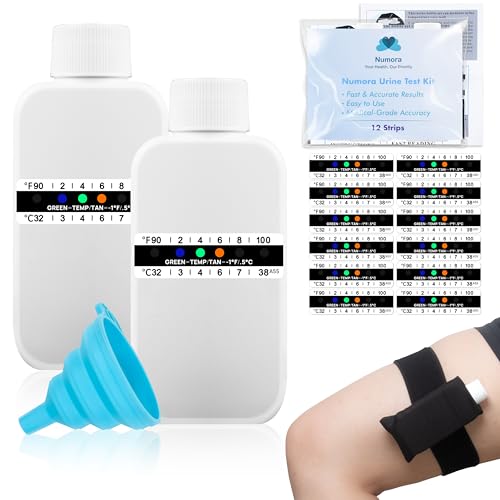 Numora U Pass Leak-Proof Urine Test Kit with Funnel - Adjustable Velcro Leg Strap, Neoprene Bag, Temperature Strips - Secure & Discreet Urine Bottle for Accurate - Mess-Free Testing