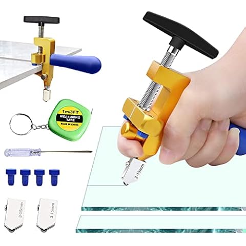 awagas 2 in 1 Glass Tile Cutter Tool Kit, Glass Breaking Pliers, Premium Glass Cutter Tool 3-15mm with 2 Cutter Blades 4 Contact Feet, Glass Cutting Tool Kit for Glass Mirror Ceramic Tile Glazed Tile Cover