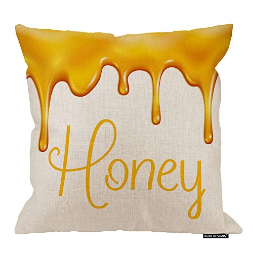 Hgod Designs MAPC-HGF01-23112 Throw Pillow Cover Honey Splash Dripping Sweet Drops From Bee Honeycomb cover