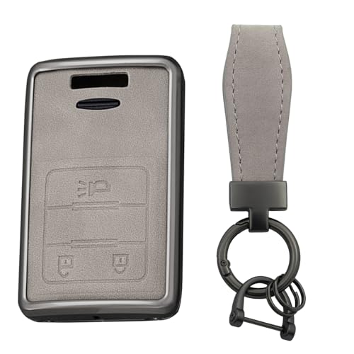 Protection de clé Cadillac haut de gamme, coque 3 boutons grise