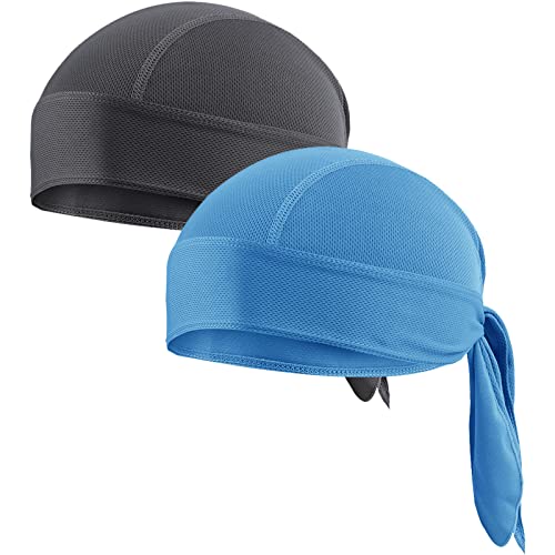 XYIYI 2 Stück Graues Himmelblau Bandana Cap Sports Kopftuch Atmungsaktiv Radfahren Mütze für Herren Damen Cover