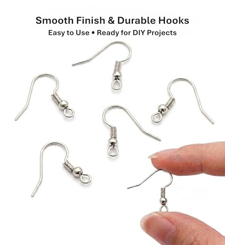 Image of Earring Hooks for Jewellery Making | 50 pcs Gold & Silver Mix Colour | Fish Hook Ear Wires for Earrings | DIY Jewellery Findings & Craft Supplies (25 Gold + 25 Silver) (H-M50)