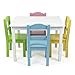 Humble Crew Kids Wood Table & 4 Chair Set Primary, White/Pastels