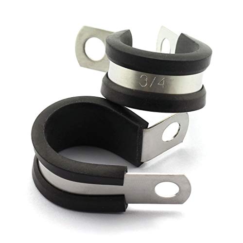 HJ Garden 12pcs 3/4 inch Rubber Cushioned Cable Clamp 304 Stainless Steel Buffer
