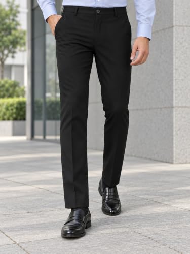 Image of SUBTRACT Men 4 Way Stretch Wrinkle Free Slim Fit Formal Trouser in with 2 Inch Flexible Waistband | Men's Trousers for Office Or Party