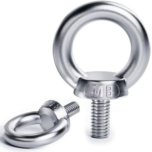 YOOPIN Ringschraube M8 6 Stück Ösenschrauben 304 Edelstahl Augenschraube Ringschraube mit Gewinde Ringschraube Edelstahl für Befestigungstechnik und Verschiedene Technische Hebevorrichtungen
