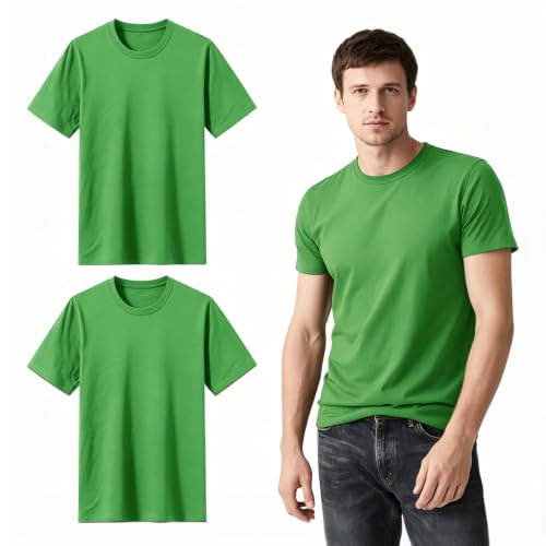 Image of ORJ 2 Pack Men t Shirts Crew Neck Short Sleeve Men's Undershirt Plain Polyester tee Bulk Stretch Soft Tees