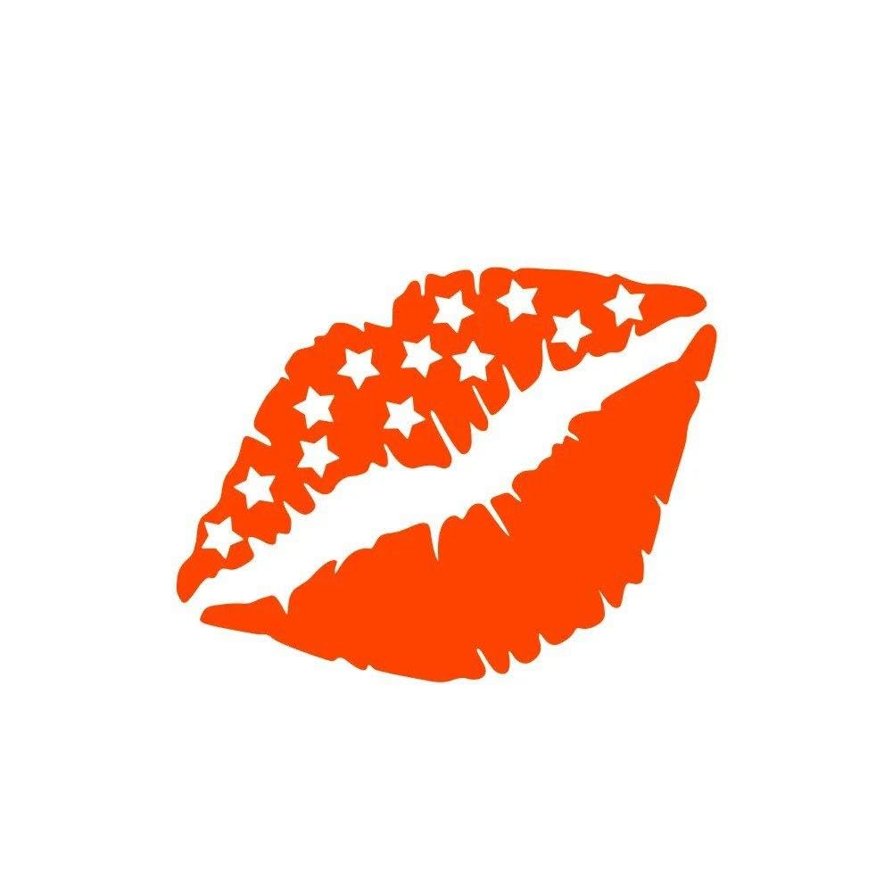 Car Side Sticker Pickup Graphics Lip Kiss Decal(Glossy Orange,40X26CM)