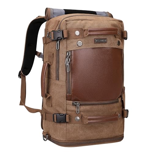 Image of WITZMAN Travel Backpack for Men Carry on Luggage Backpack Large Man Canvas Rucksack with Shoe Compartment
