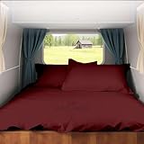 Short Queen RV Camper Sheet Set (60x75) – 100% Egyptian Cotton, Soft & Cooling, 16” Deep Pocket Fitted Sheet, Luxury Hotel Quality Bedding for RVs, Campers & Motorhomes (Burgundy Solid)