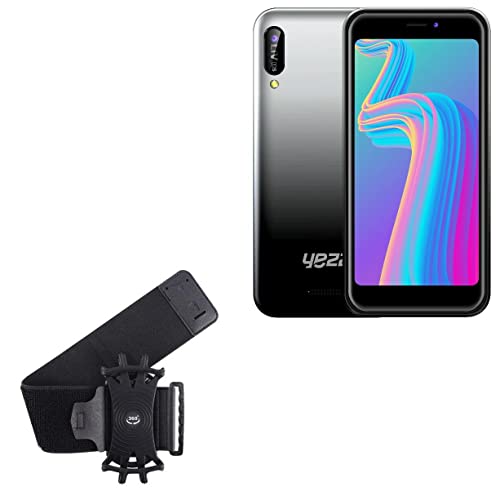 BoxWave Holster Compatible with Yezz Liv 1s - ActiveStretch Sport Armband, Adjustable Armband for Workout and Running - Jet Black