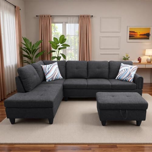 Trygoal L-Shaped Sectional Sofa Movable Chaise & Storage