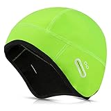 MOOKLIN ROAM Winddichte Fahrrad Mütze Winter, Wintermütze Herren & Damen Bike Warm Cap, Unisex Helm-Unterziehmütze mit Brillen/Zopf Loch, Sport Mütze für Radfahren Skifahren Laufen Outdoor (Grün)