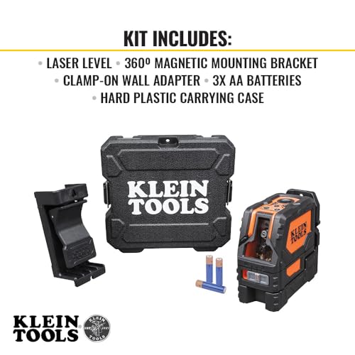 Klein Tools 93LCLS Self-Leveling Laser Level with Bright Red Cross Lines and Plumb Spot, Magnetic and Ceiling Clamp Mounting