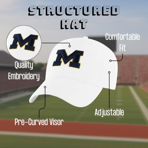 Gorra Ajustable Blanca con Logo Bordado Michigan University miniatura 4