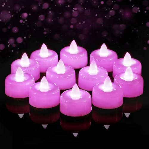 Image of Amagic 24 Pack Light Purple Flameless LED Tea Lights Candles Battery Operated, Electric Fake Tealight Candles for Easter, Wedding, Table Centerpiece, Party, Anniversary, Proposal, Christmas, Birthday