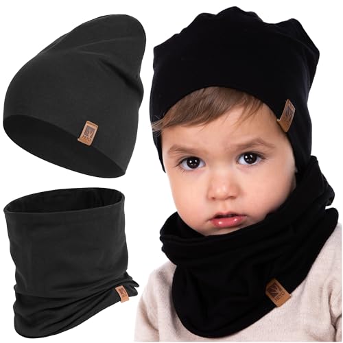 HEYO Kinder Set Beanie Mütze Schlauchschal Baumwolle Rundschal...