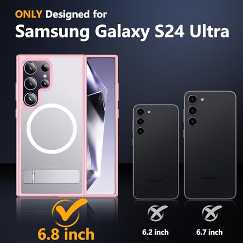 Image of SPIDERCASE Magnetic for Samsung Galaxy S24 Ultra Case with 3 Stand Ways | Military Grade Drop Protection | Invisible Stand | Shockproof | Slim Case | for S24 Ultra 5G,Pink