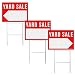 3 Pack Yard Sale Signs Kit - Double Sided Signs & Metal H-Stakes - Red Property Signs 24"x18" - Great for Garage or Yard Sales - High Visibility Signs with Directional Arrows