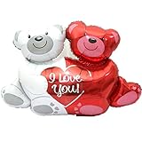 i love you cute teddy gif 🎈 BEZAUBERND SCHÖN: Süßes Doppelbären Motiv in weiß/rot und Aufschrift 