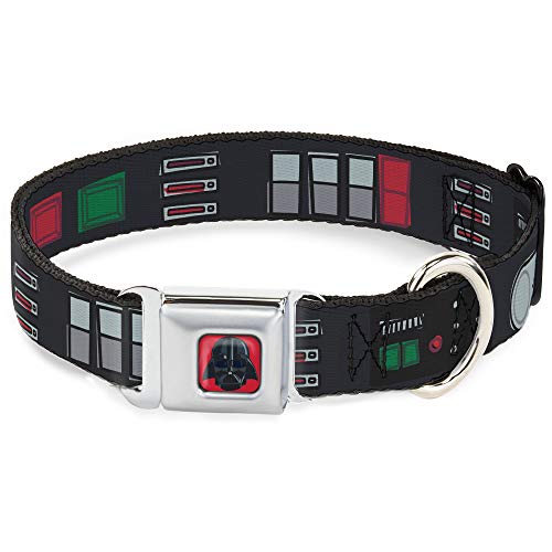 Collar de Perro Hebilla de cinturón de Seguridad Star Wars Darth Vader 3 Negro Gris Rojo 11 a 17 Pulgadas 1.0 Pulgadas de Ancho