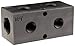 Polyconn PCM30-250R-02BW 90 Degree Black Anodizing Aluminum Manifold, 1/2" NPT Female x 1/4" NPT Female, 1-1/2" Centers, 2 Stations