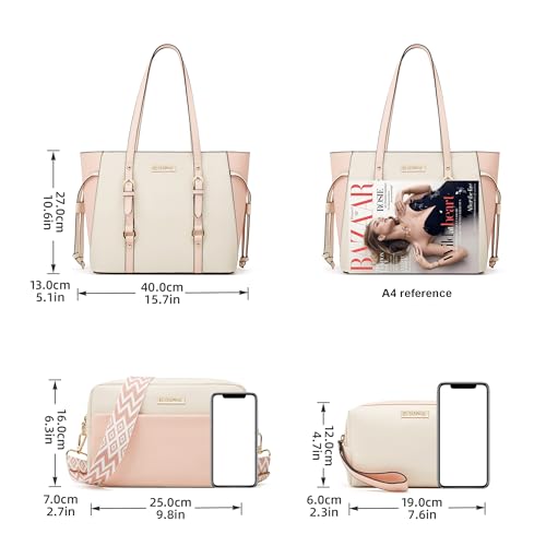 Image of Women Fashion Synthetic Leather Handbags Tote Bag Shoulder Bag Top Handle Satchel Purse Set