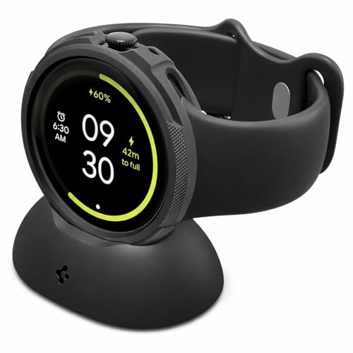 Spigen for Pixel Watch 4 Case with Charger Stand Liquid Air 45mm Anti-Scratch Protective Soft TPU Cover (2025) (Charger not Included) - Matte Black