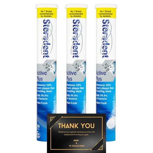 Active Plus Denture Cleaning Tablets – Mint Fresh – 30 Tablets x 3 Pack – Removes Stains & Plaque, Provides Long-Lasting Freshness, Suitable for Full & Partial Dentures